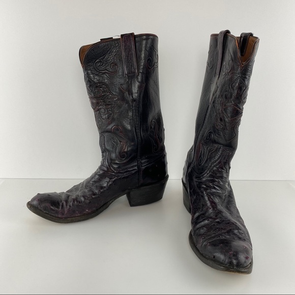 black cherry ostrich boots